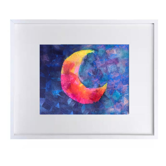 Pink and Yellow Crescent Moon Print for Kids Room