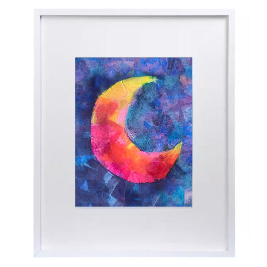 Pink and Yellow Crescent Moon Print for Kids Room