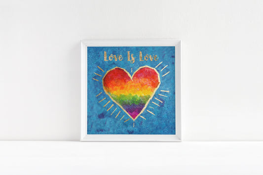 Colorful Rainbow "Love Is Love" Heart