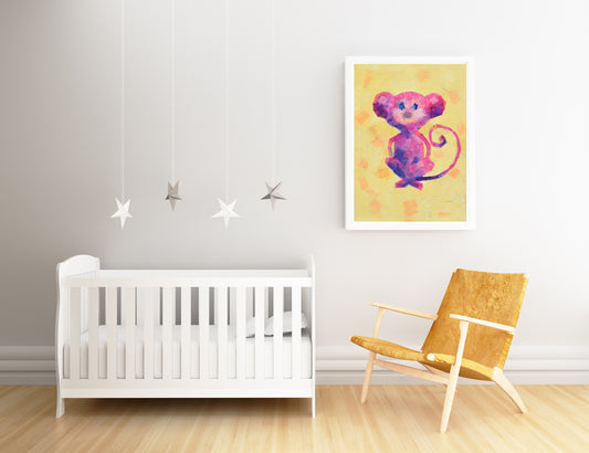 Colorful Cheeky Monkey Print for Nursery